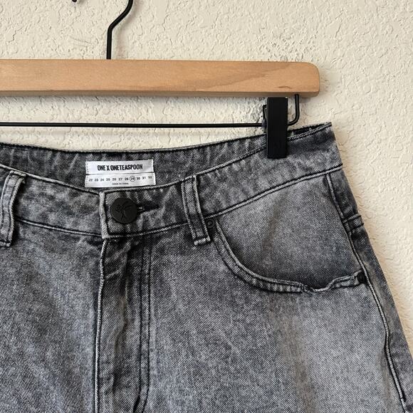 ONE x ONE TEASPOON Bonita Shorts Gray Slim Fit High Waisted Cut Off - Picture 4 of 12